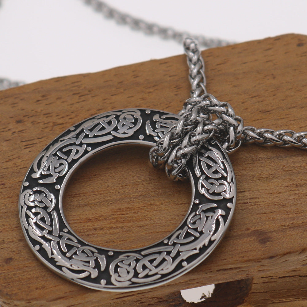 Norse Legacy Viking Odin Rune Necklace with Stainless Steel Amulet