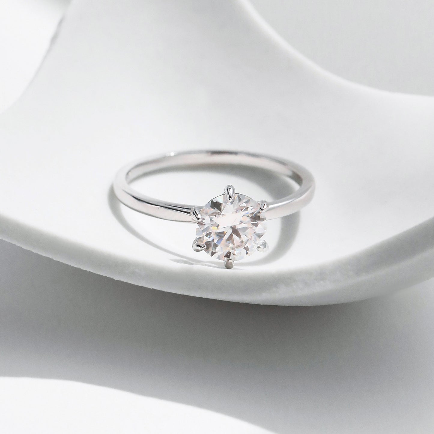 Planderful Moissanite Sparkling Ring – Delicate Shiny Design in Sterling Silver