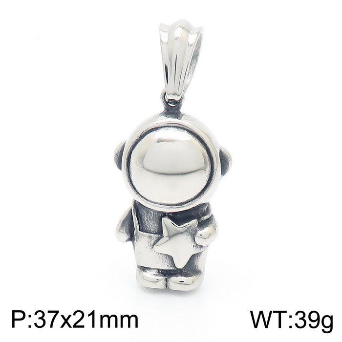 Hip-Hop Style Cartoon Astronaut Pendant for Men - Cute Vacuum Plated Titanium Steel Design