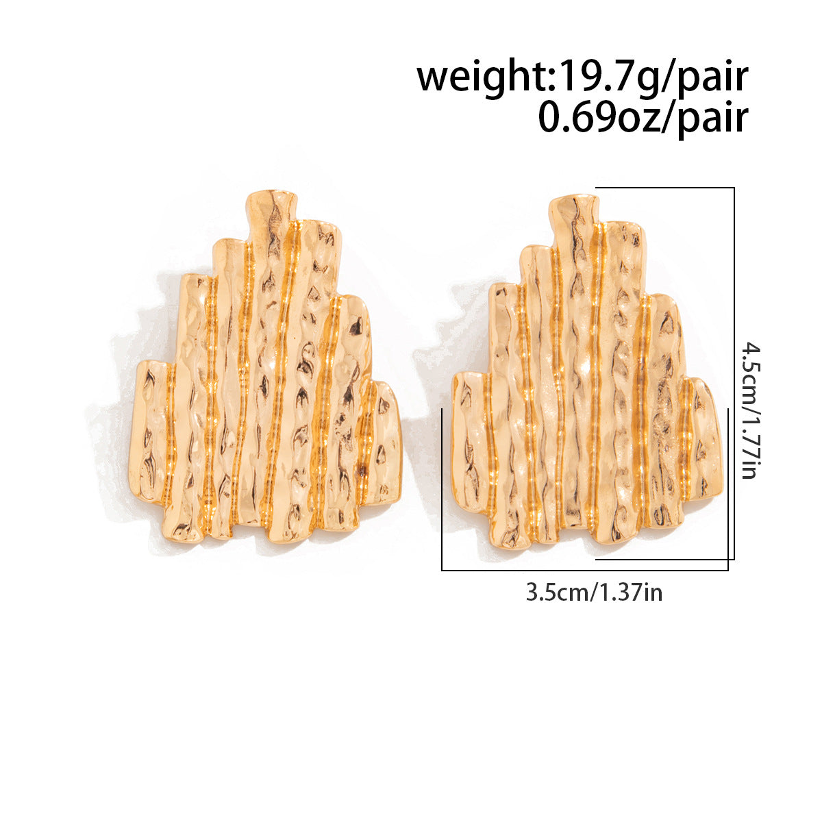 Planderful Vintage Earrings Industrial Texture Pleated Irregular Studs Geometric Statement For Women