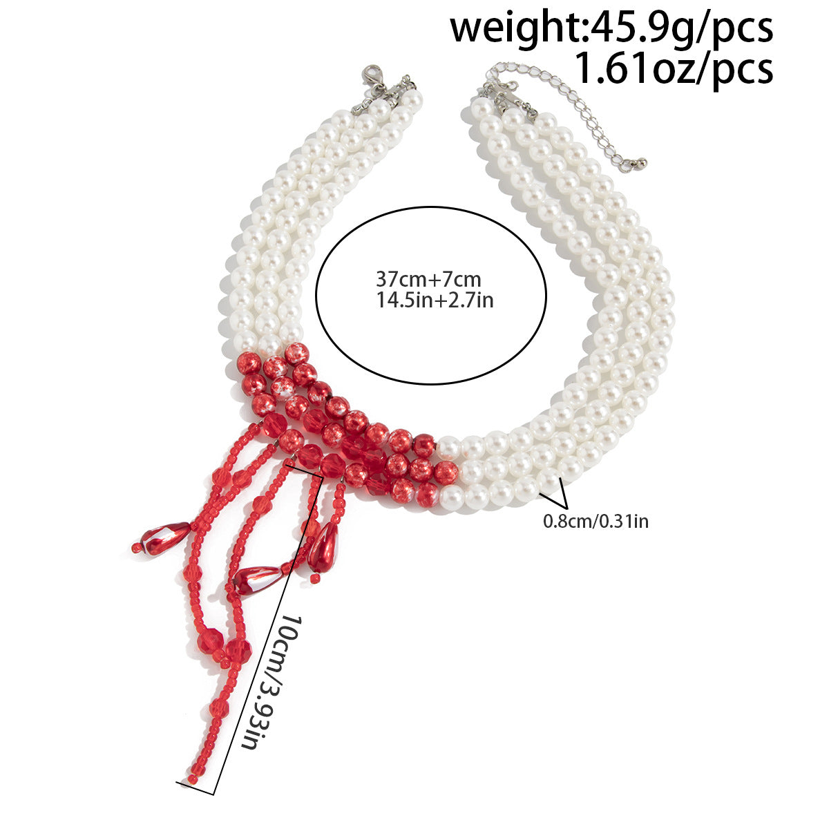 French Pearl Blood-Drip Layered Necklace