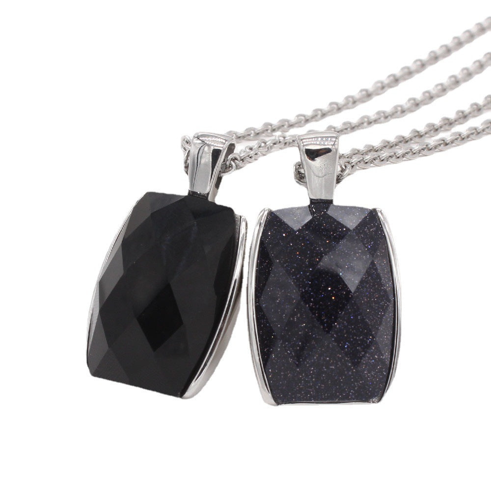 Purple Clay Gemstone Pendant Unisex Steel Necklace For Protection By Planderful Everyday Genie
