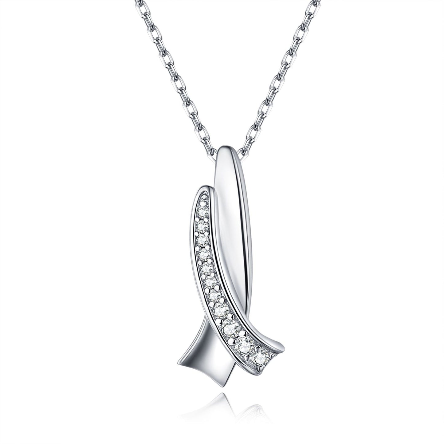 Geometric Design Pendant Zircon Sterling Silver Necklace