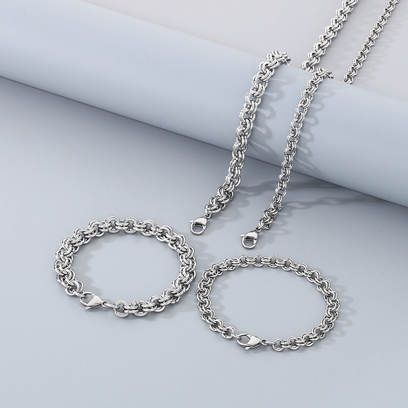 Stainless Steel Double Circle O Chain Bracelet Unisex