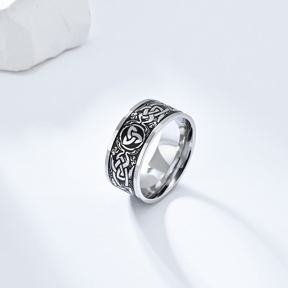 Cross-Border Nordic Viking Style Titanium Steel Ring for Men