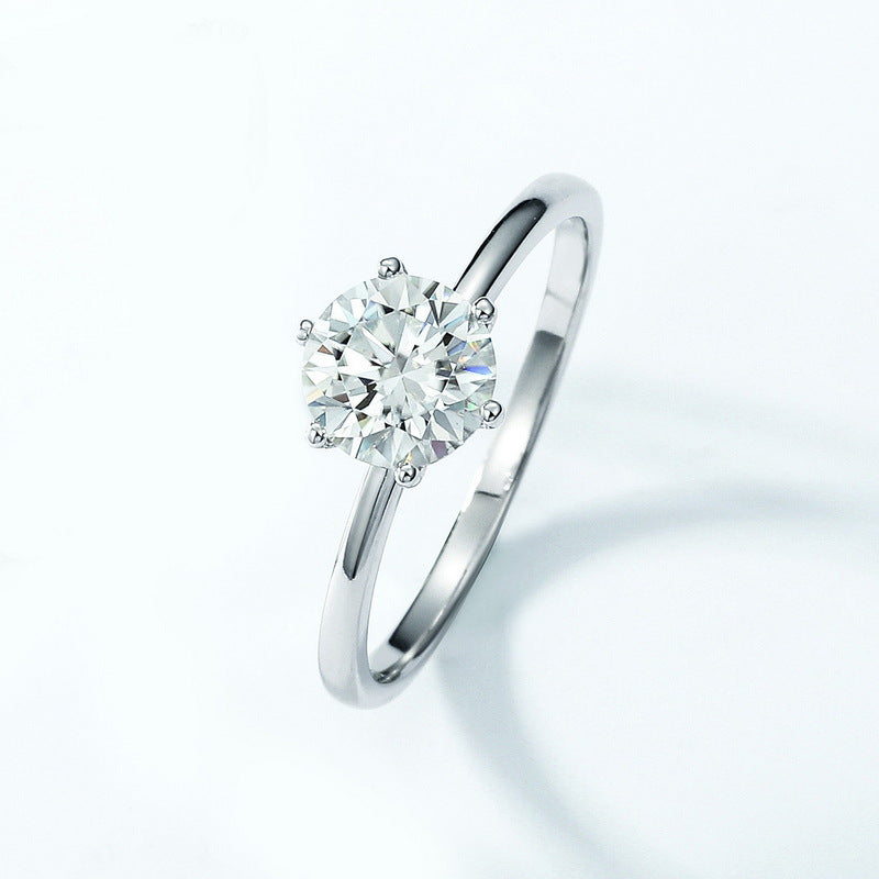 Planderful Stackable Moissanite Sterling Silver Ring – 6.5 × 6.5 mm, 1 ct – Style 6