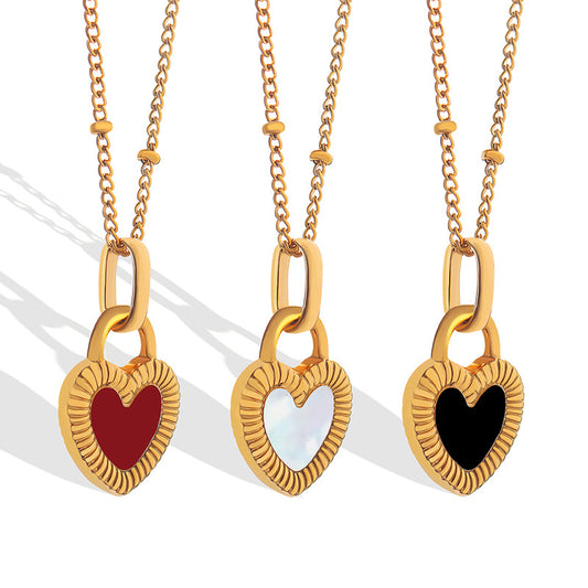 European and American Geometric Luxury Double-Sided Heart Necklace
