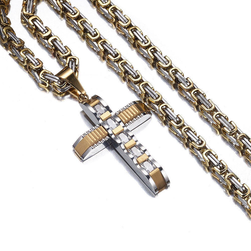 Planderful Everyday Genie Unisex Cross Pendant Necklace Durable Titanium Stainless Steel