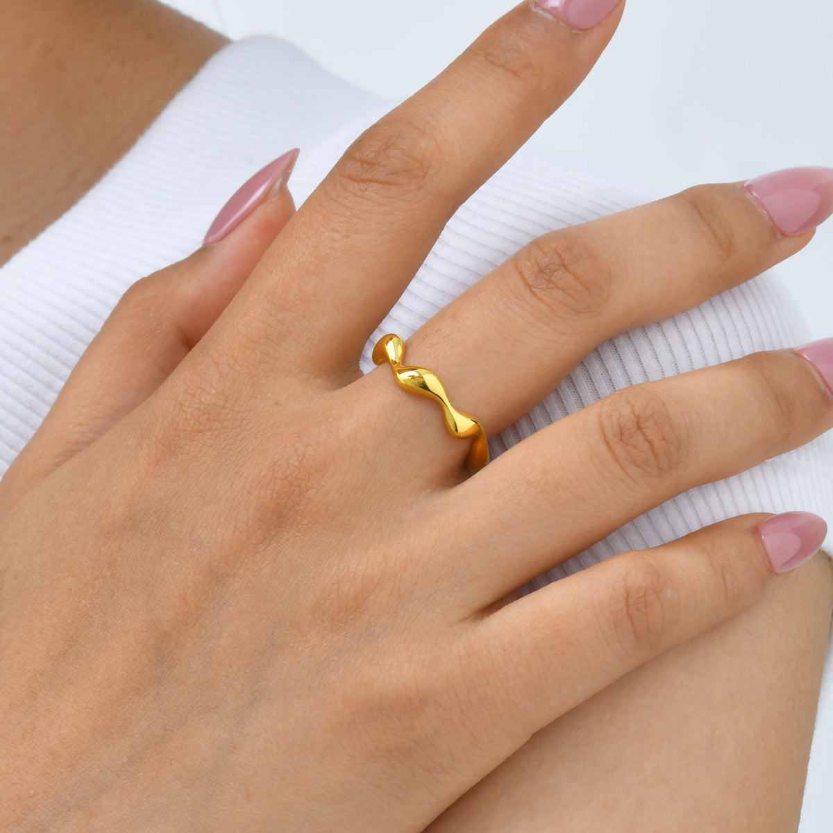 Women's Stainless Steel Irregular Geometric Ring Gold