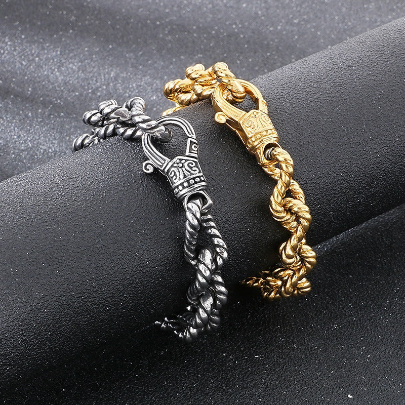 Planderful Mens Titanium Twist Chain Bracelet Retro Punk