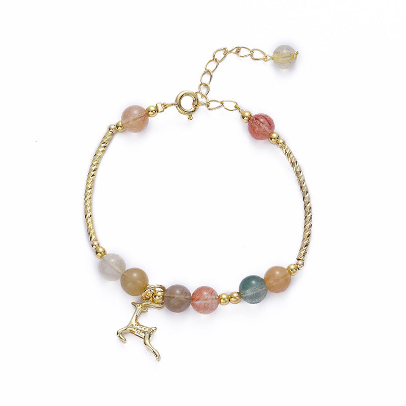 Enchanting Forest Charm Crystal Bracelet with Sterling Silver Accents