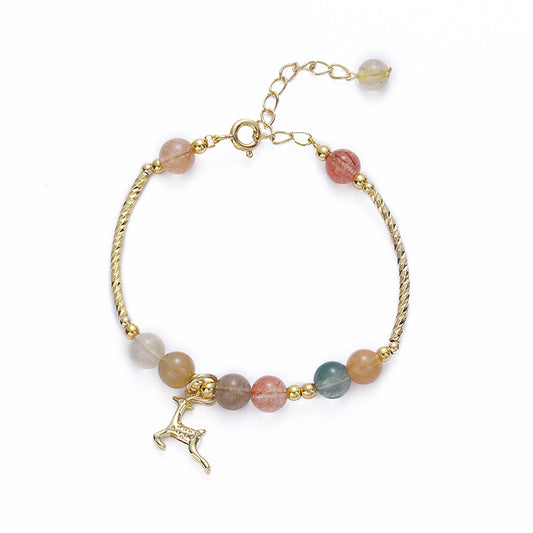 Enchanting Forest Charm Crystal Bracelet with Sterling Silver Accents