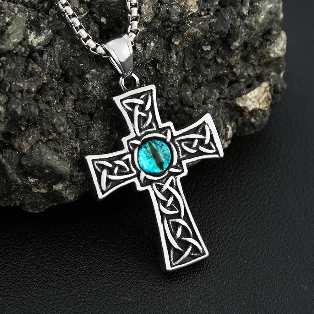 Vintage Cross Viking Stainless Steel Men's Pendant Necklace