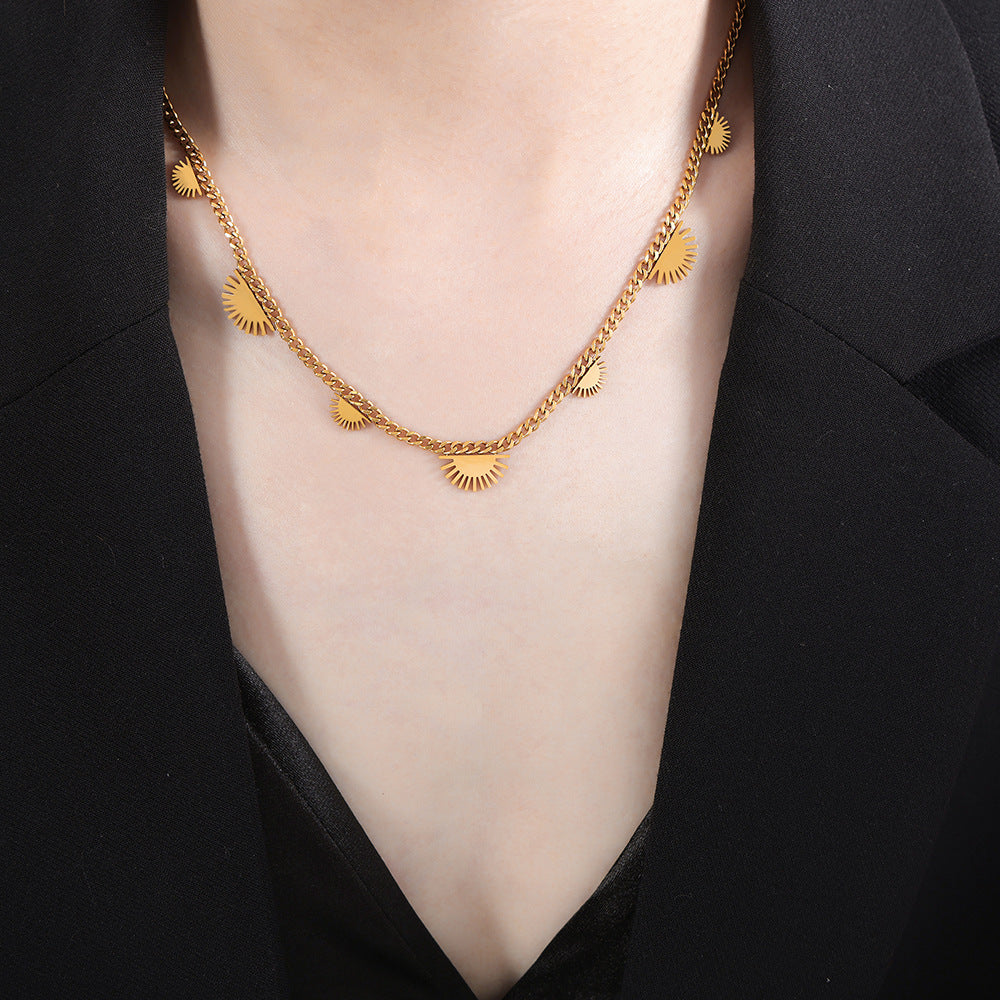 Chic Titanium Steel Necklace with Dainty 18K Gold Plating - Versatile Style for Every Day