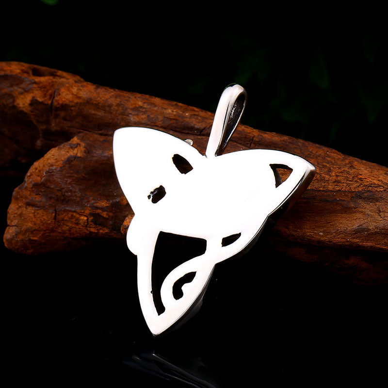 Retro-Inspired Triangular Titanium Steel Fox Pendant for Men - Creative European and American Jewelry Wholesale