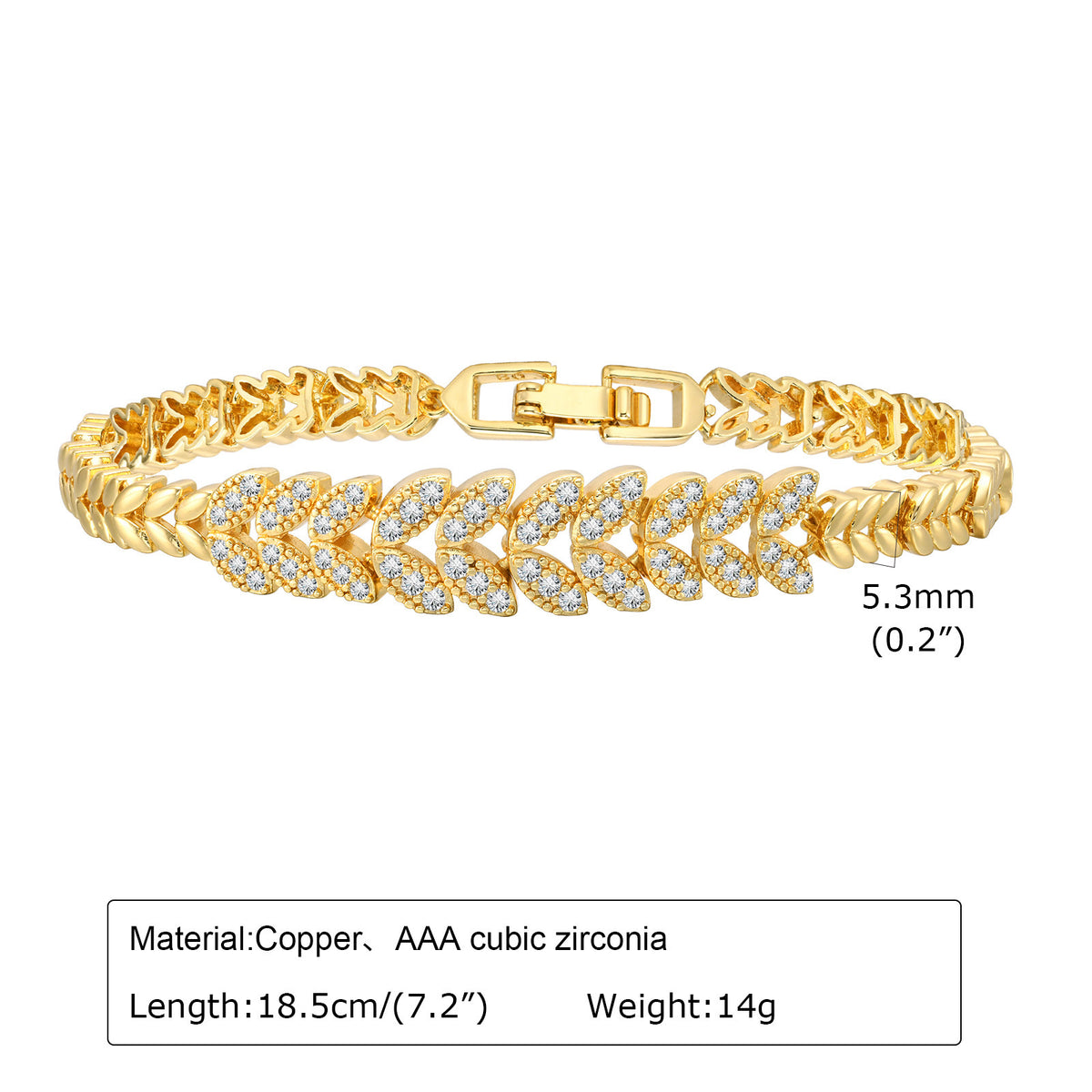 Heart Flower Zircon Stainless Steel Bracelet for Women