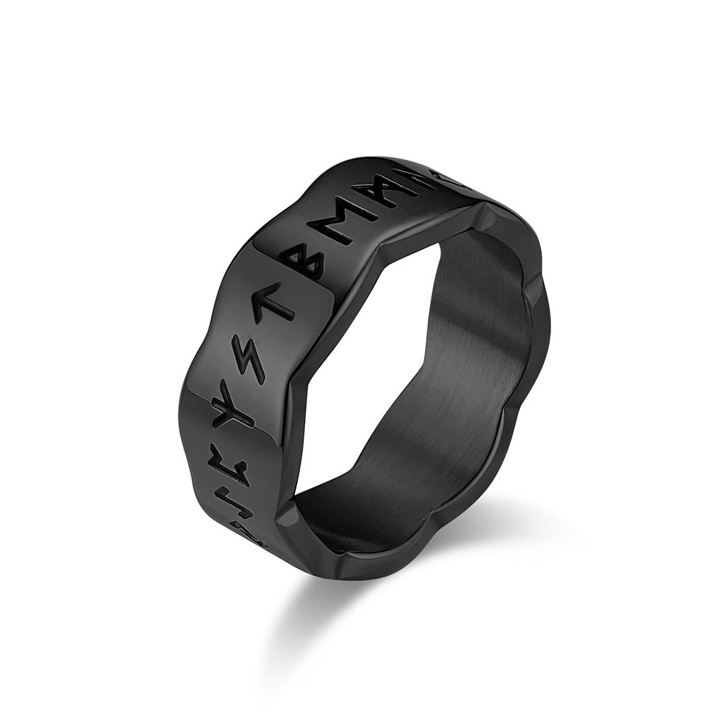 Planderful Viking Ring For Men Nordic Style Retro Titanium Steel Jewelry With Bold Cultural Appeal