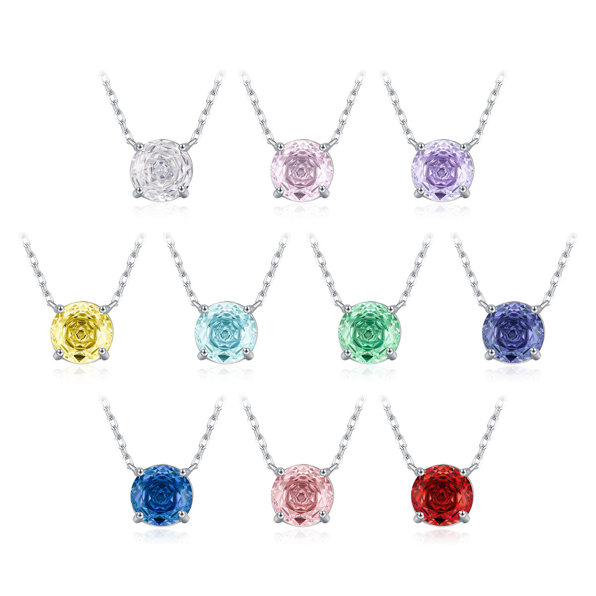 925 Sterling Silver Sparkling Rose-Cut Zircon Necklace
