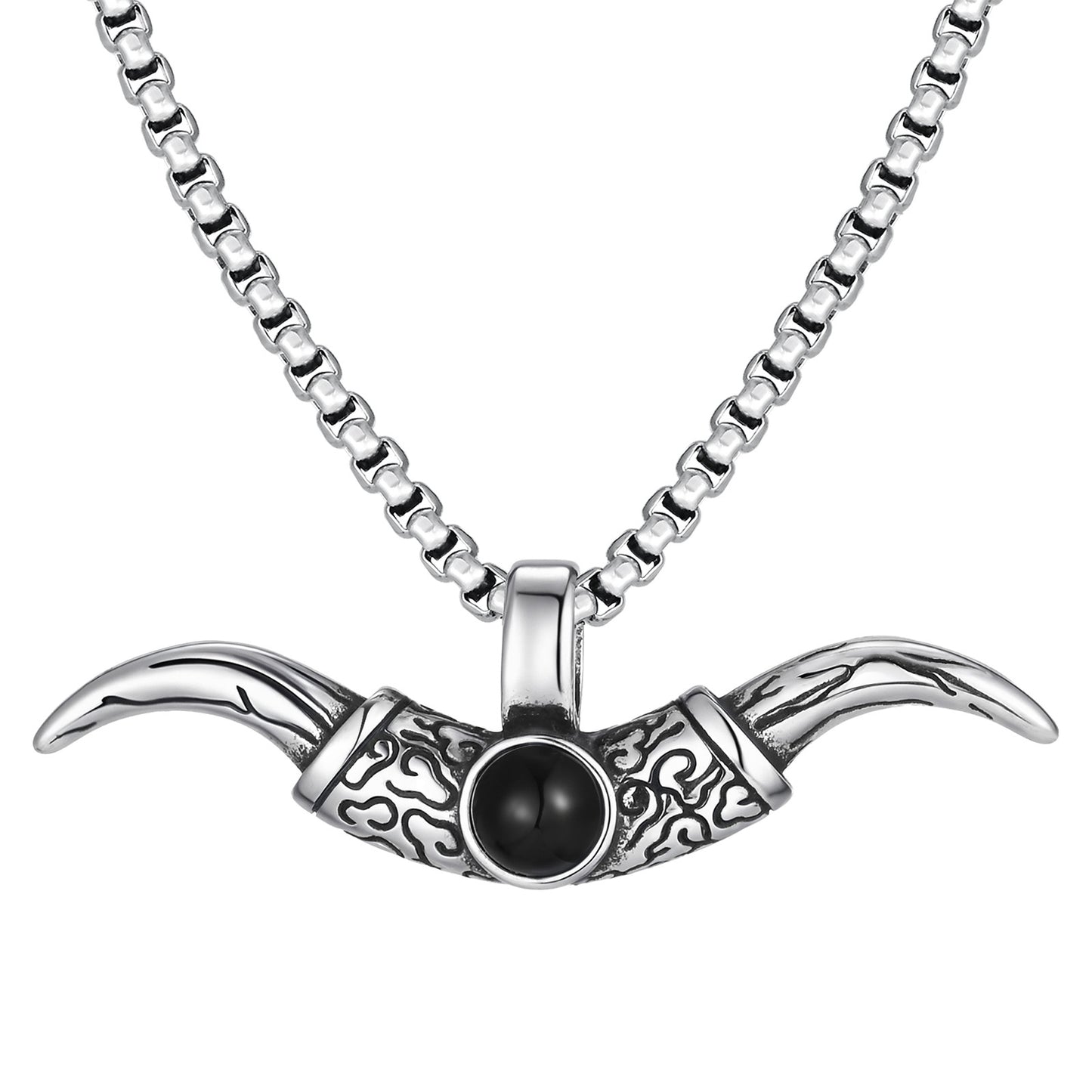 Planderful Shop Bold Stainless Steel Horns Pendant For Men