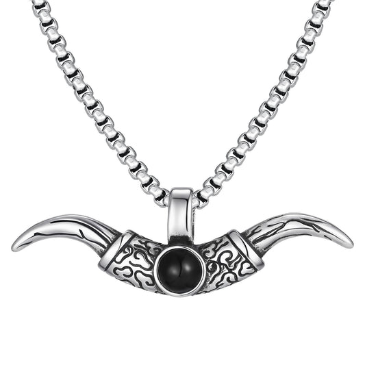 Planderful Shop Bold Stainless Steel Horns Pendant For Men
