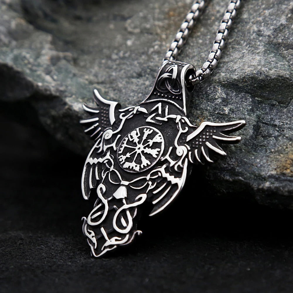 Vintage Viking Compass Stainless Steel Men's Pendant Necklace