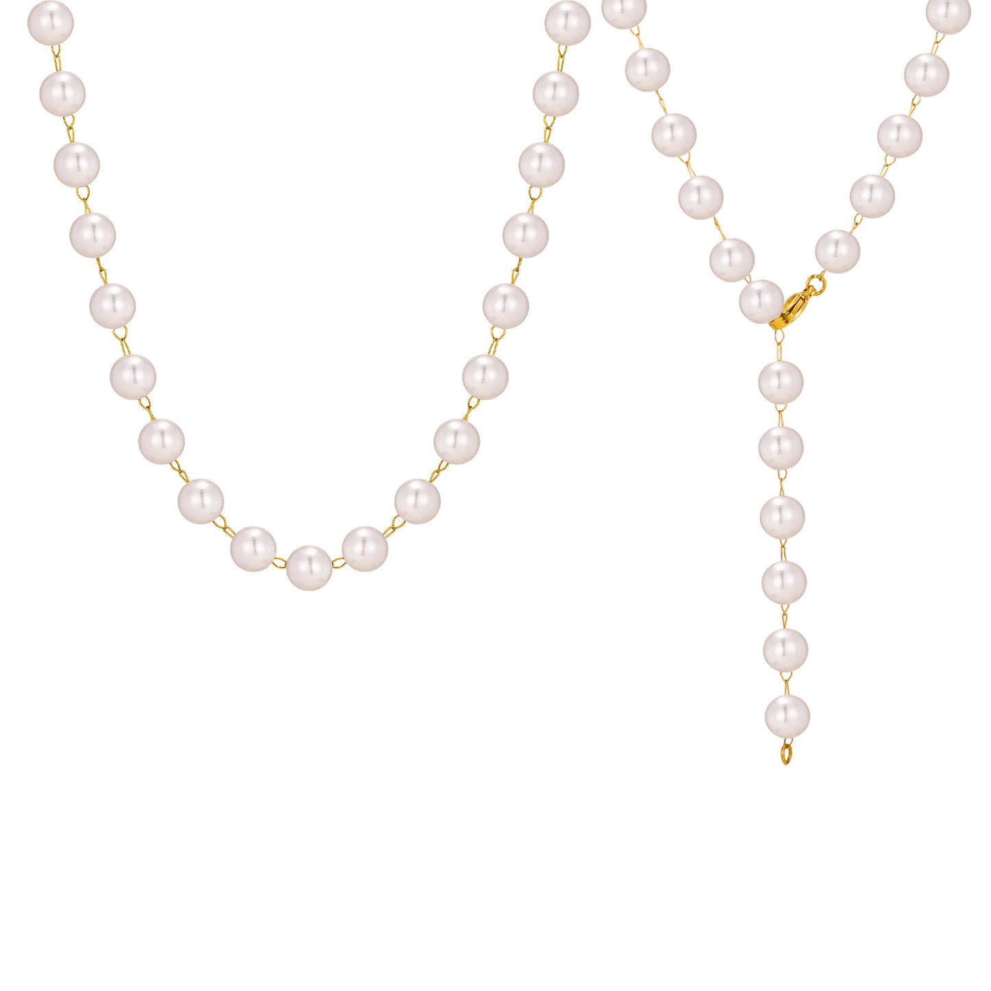 Stainless Steel -Style Minimalist Design – Layered Daily – Pearl-Like Y-Shaped Necklace