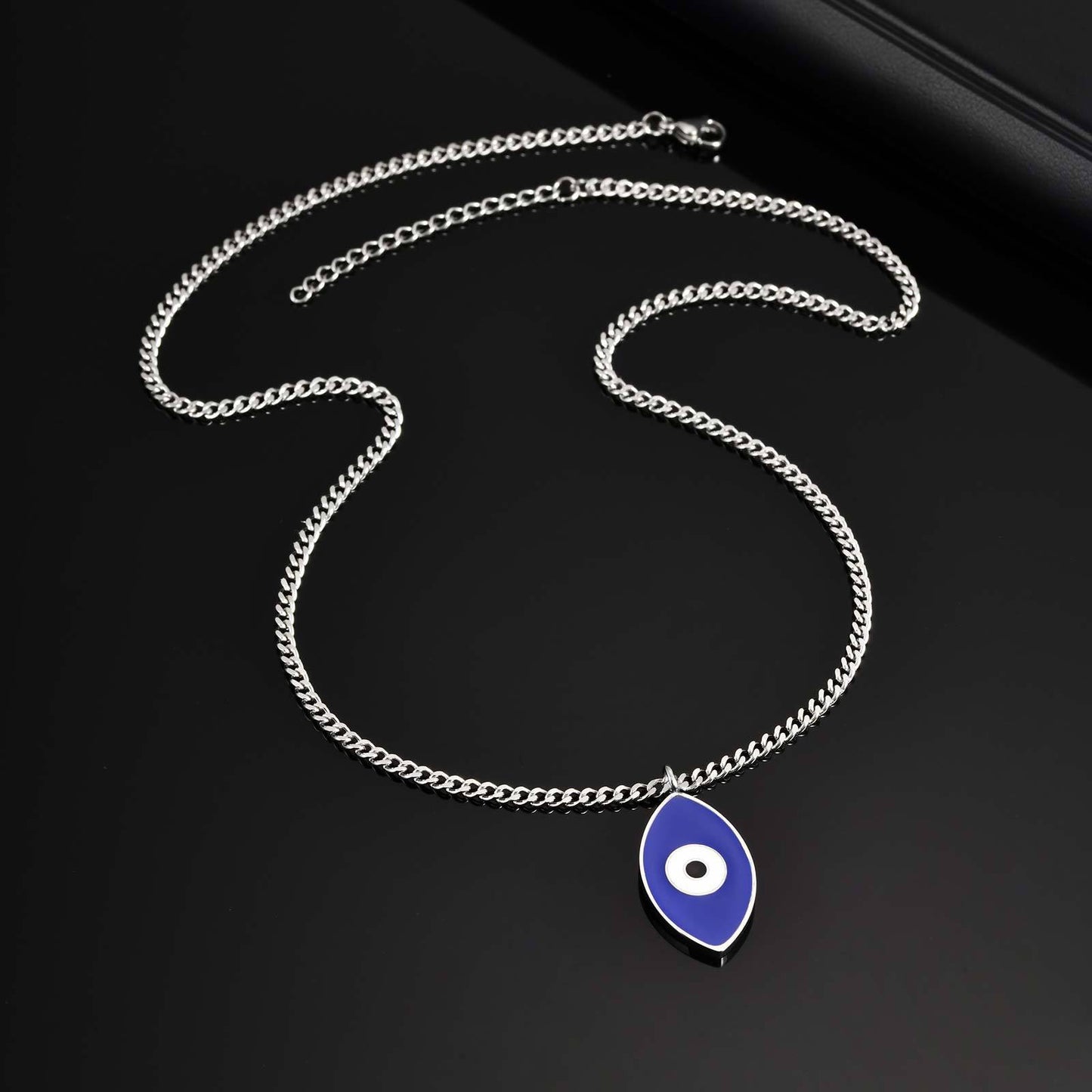 In Europe & America Men's Street Hip Hop Stainless Steel Corrosive Epoxy Devil's Eye Necklace