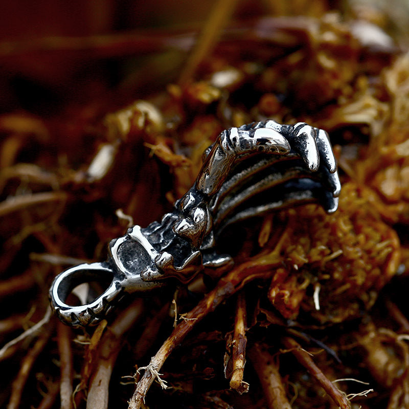 Punk-Inspired Titanium Steel Skull and Bone Pendant Jewelry for Men - Wholesale Retro Style