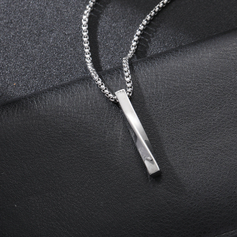 Planderful Personalized Hip Hop Mens Stainless Steel Necklace With Twisted Pendant Premium Gift