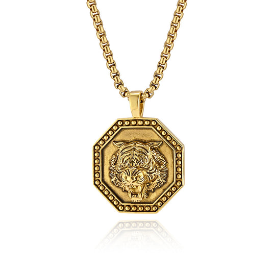 Tiger Pendant Necklace For Men By Planderful Durable Steel Tiger Design For Hip Hop Fashion