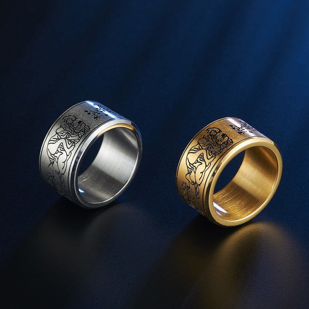 Matte Spring Design Stainless Steel Ring