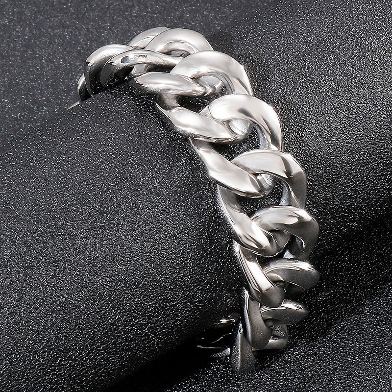 Titanium Steel Smooth Bracelet for Men - European and American Dominant Style Stainless Steel Jewelry Wholesale