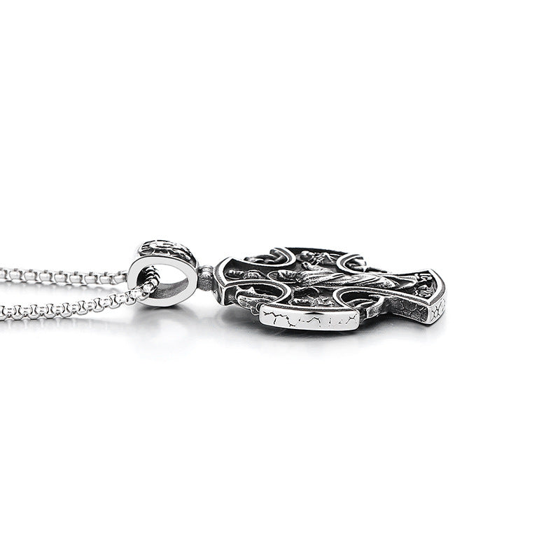 Steel Necklace – Vintage Viking Cross for Men