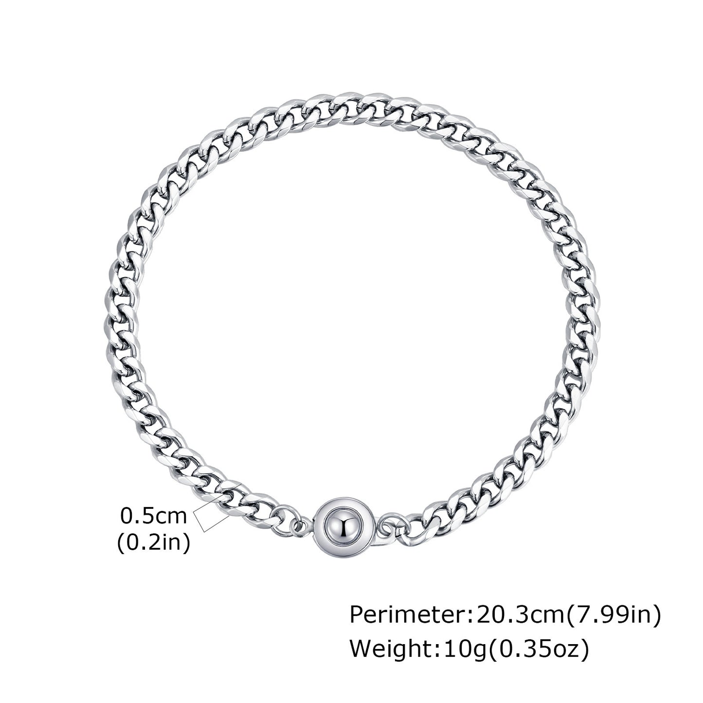 Planderful Stainless Steel Chain Bracelet For Men Snap On