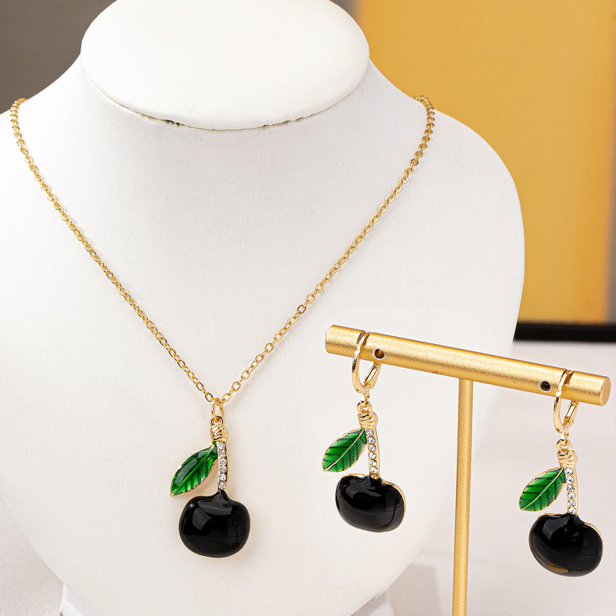 Luxury Rhinestone Cherry Jewelry Set for Girlfriends