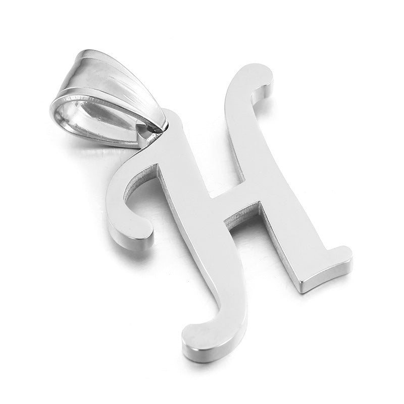 Men's And Women's Letter Pendants, Stainless Steel Glossy 26-Letter Titanium Steel Necklace