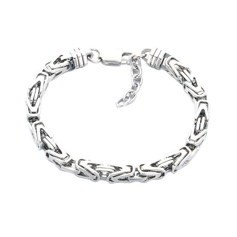 Byzantine Titanium Steel Bracelet – Hip Hop V-Shaped Emperor Chain 6mm Stainless Steel