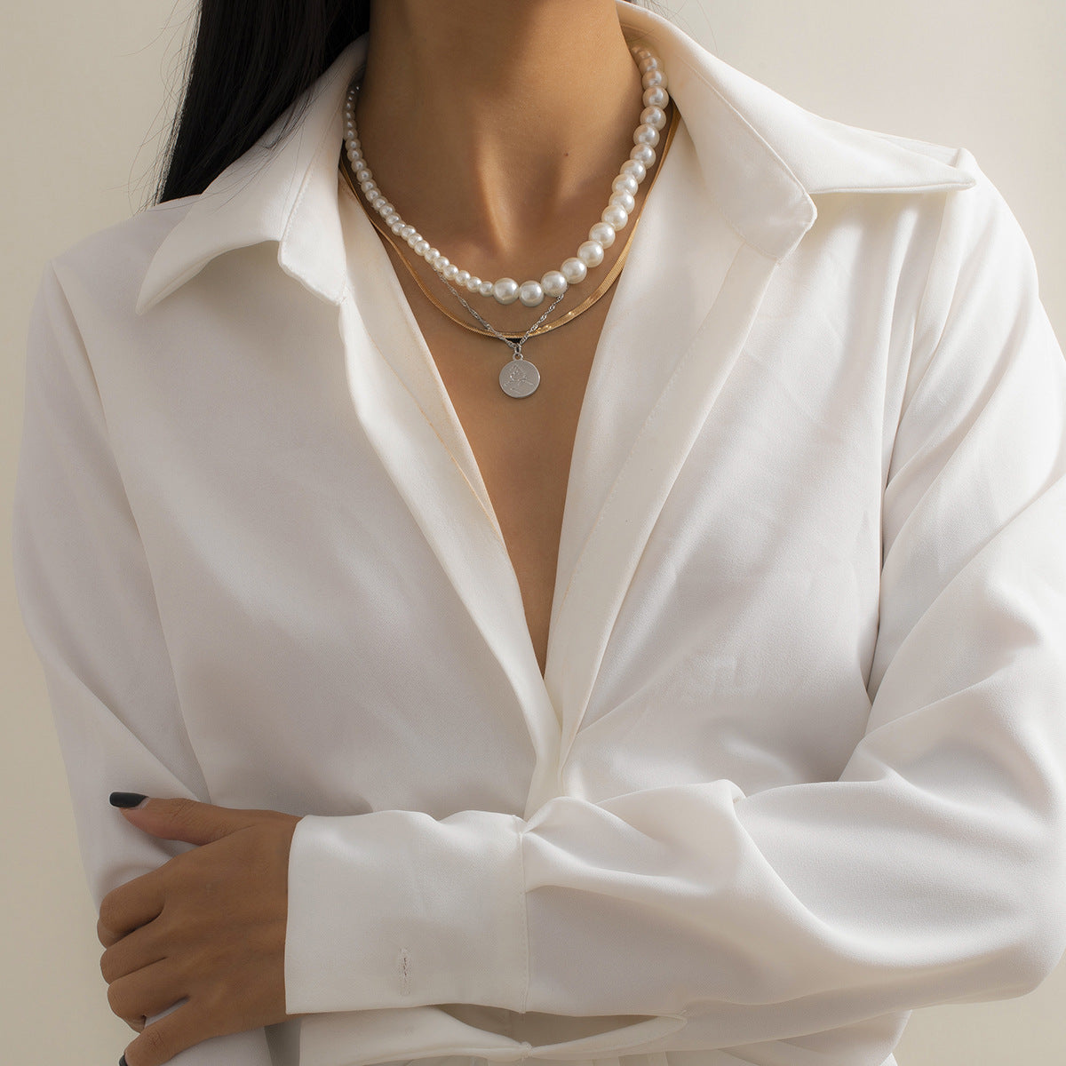 Personalized Portrait Necklace For Women By Planderful Collection Vienna Verve Asymmetrical Geometric Pendant