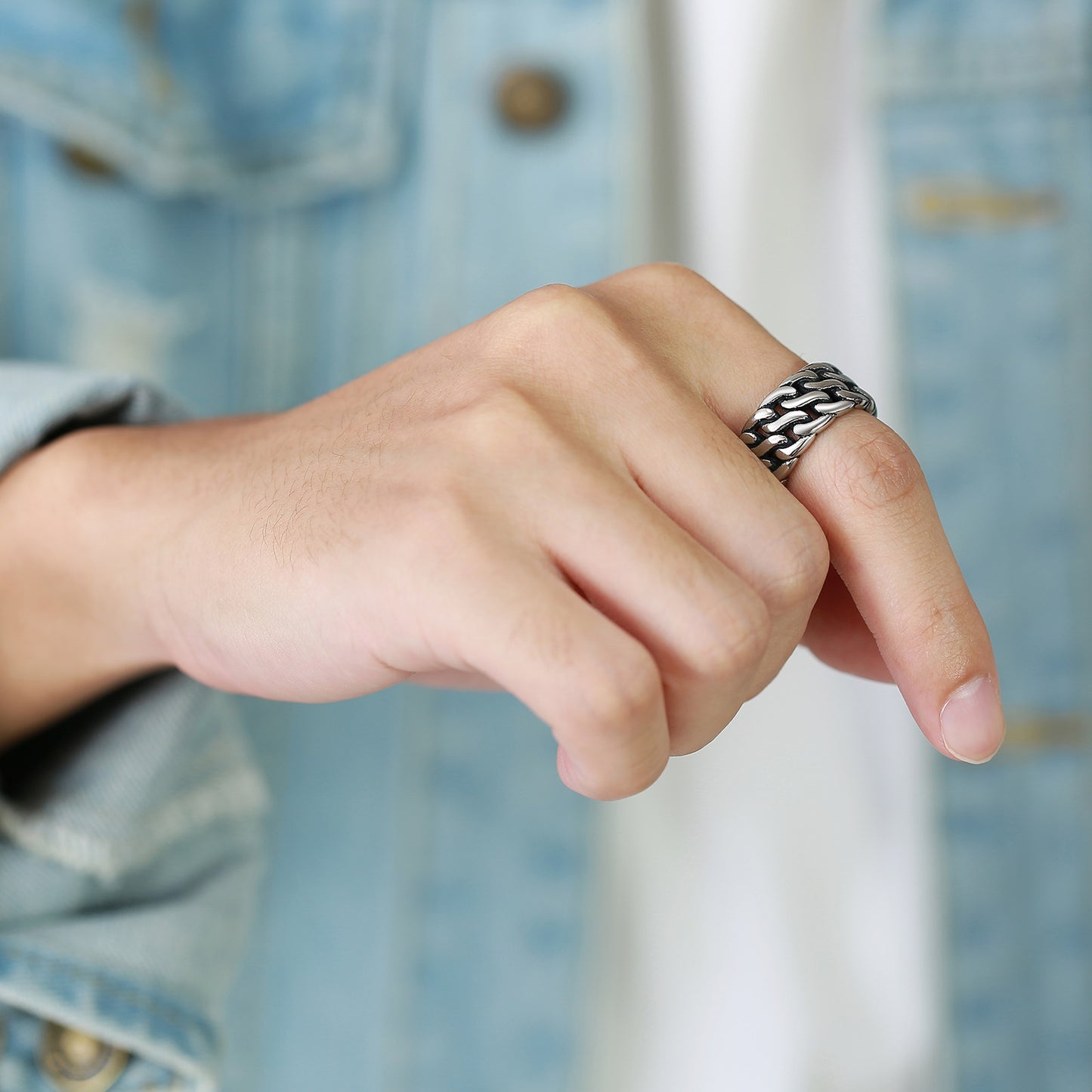 Stainless Steel Strap Ring Steel Ring Men's Retro Accessories