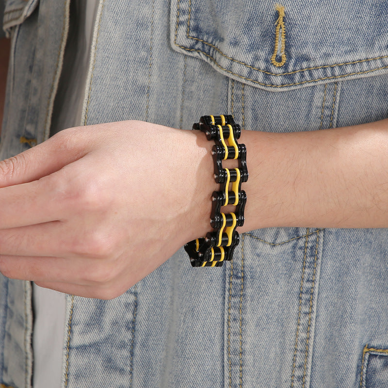 Planderful Men Bicycle Chain Bracelet Street Style Titanium