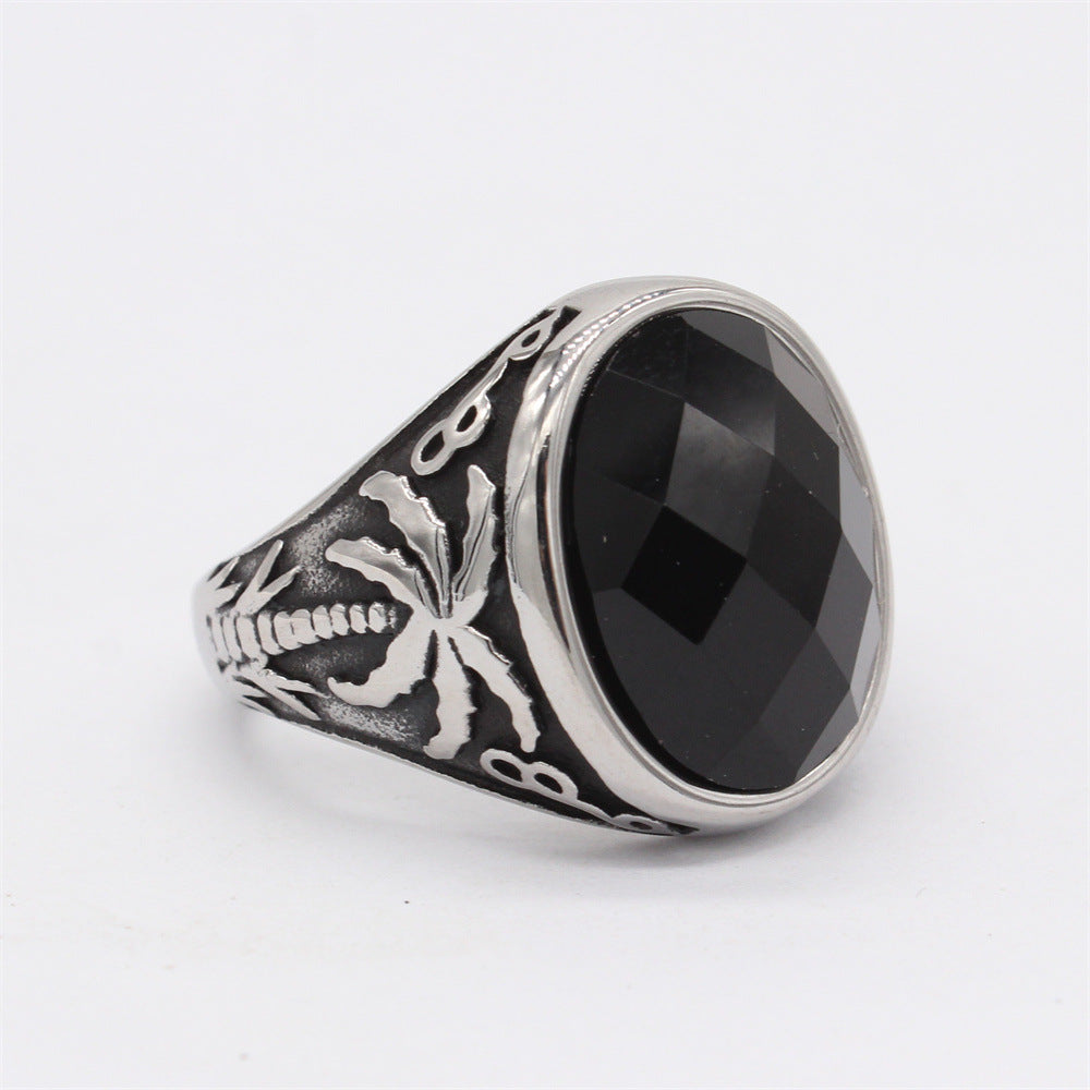 Planderful Unisex Steel Ring With Titanium Finish Durable Statement Retro Style For Men And Women