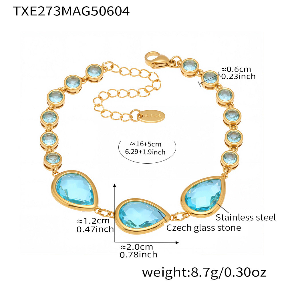 Planderful Czech Glass Drop Bracelet Women Light Luxury