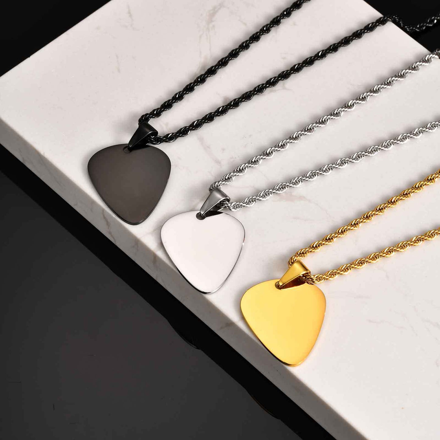Planderful Shop Stainless Steel Guitar Pick Pendant For Men