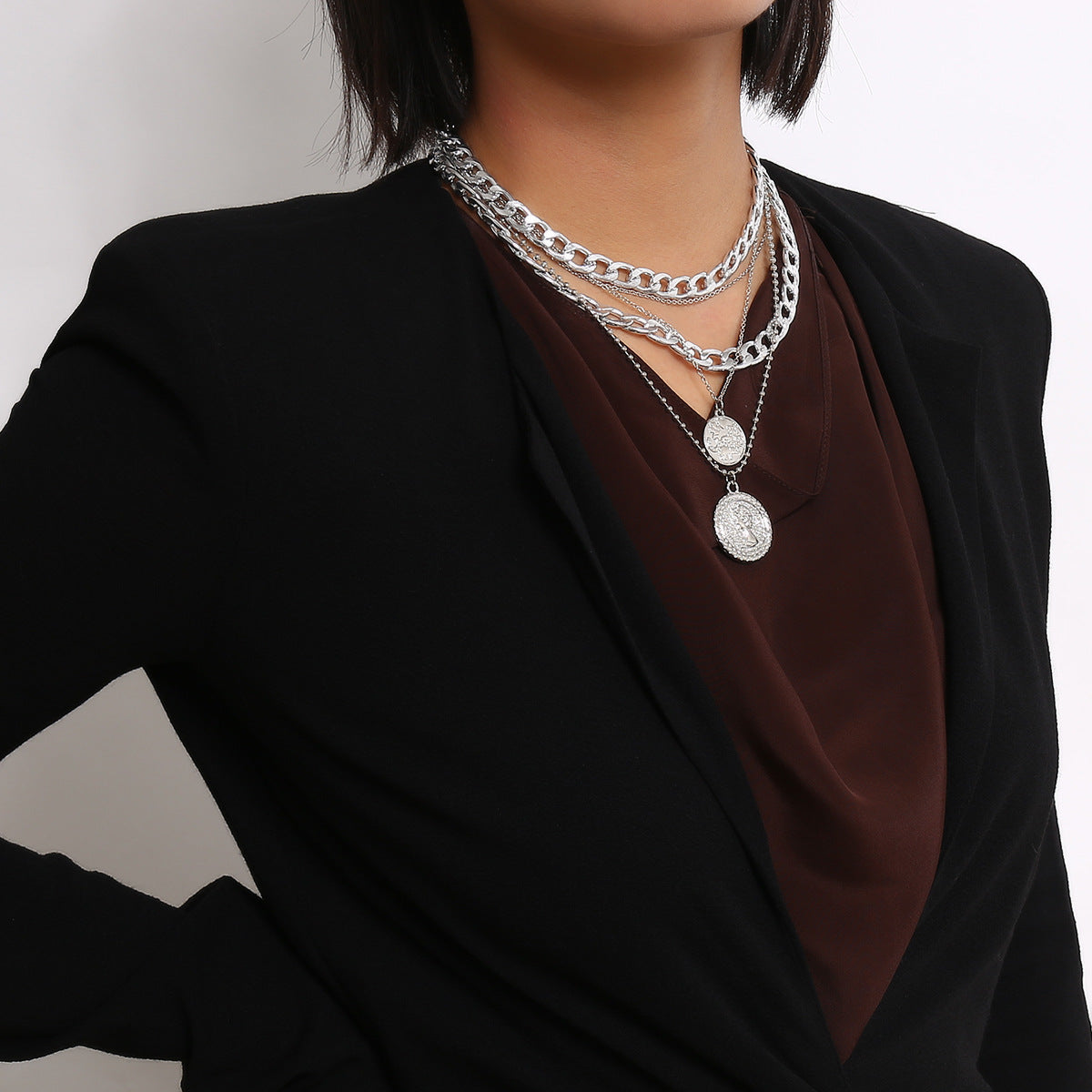 Punk Queen Portrait Layered Necklace