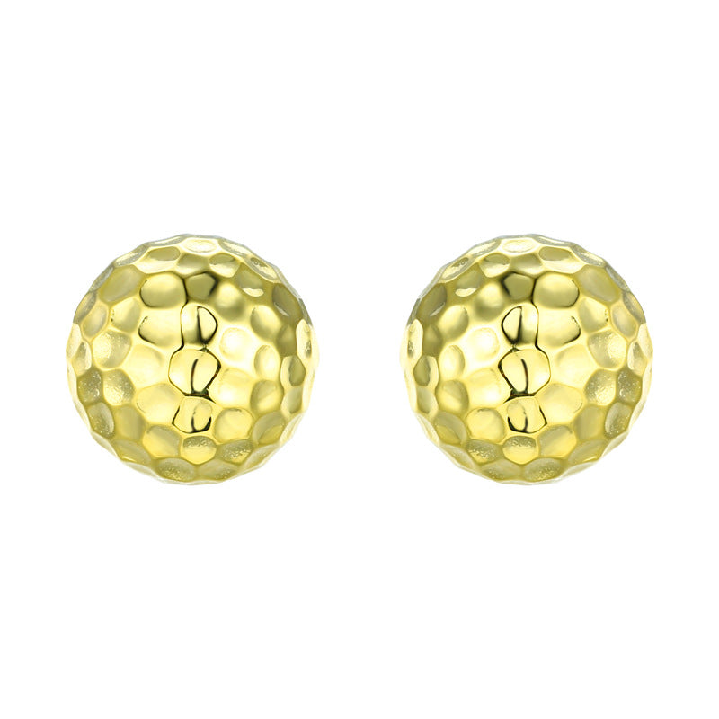 Honeycomb Pattern Half Ball Sterling Silver Stud Earrings