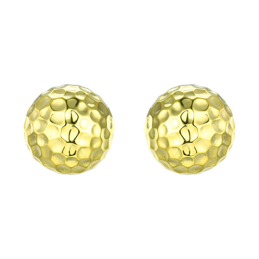 Honeycomb Pattern Half Ball Sterling Silver Stud Earrings