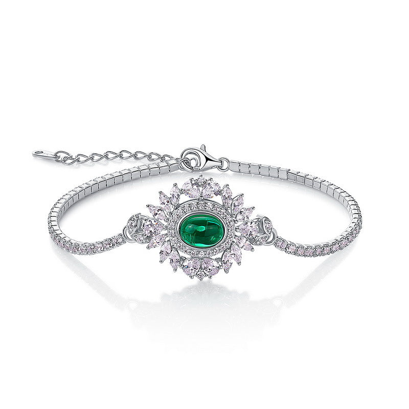 Planderful Gala Fireworks – Elegant Lab Grown Emerald Silver Bracelet