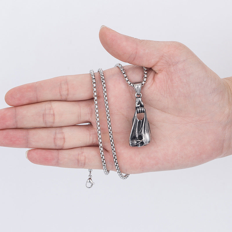 Steel Necklace - Statement Skull Pendant