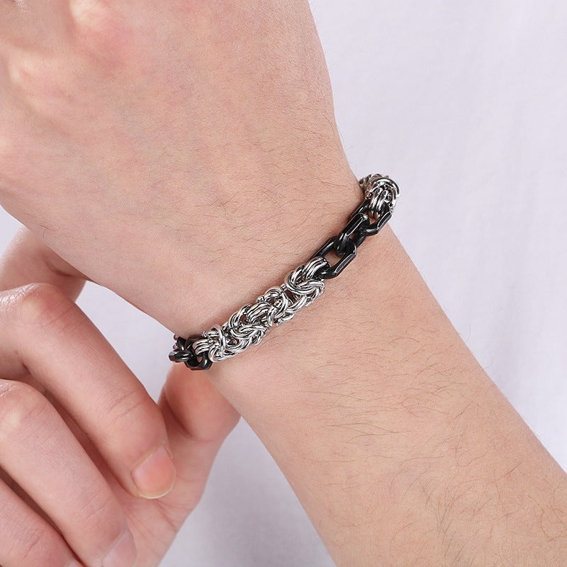 Hip-Hop Street Atmosphere Minimalist Hand-Spliced Bracelet Stainless Steel Men's