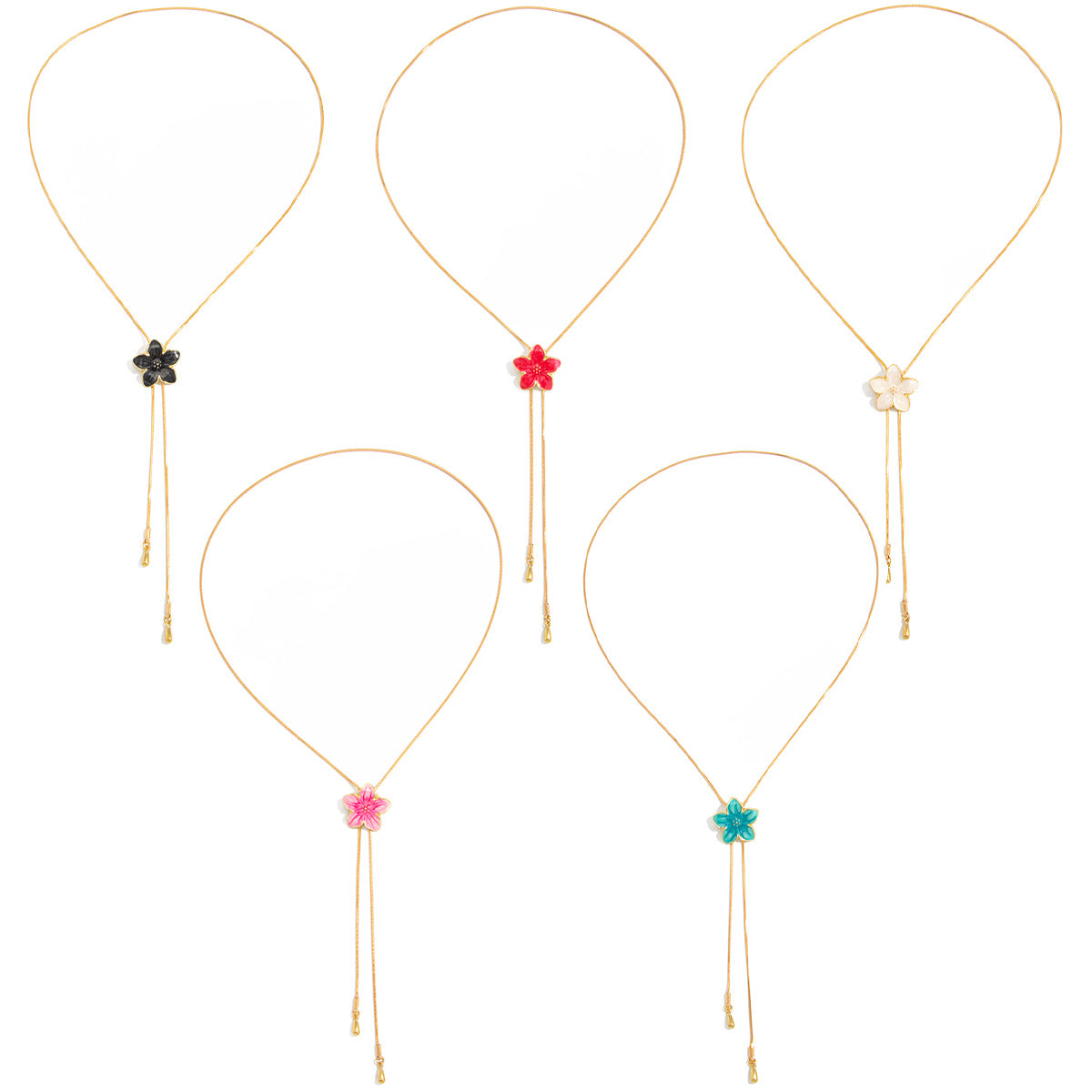 Pastoral Color Dripping Flower Pendant Necklace Adjustable Snake Bone Chain